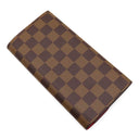 ルイヴィトン LOUIS VUITTON ポルトフォイユ エミリー N63544 ルージュ ダミエキャンバス 長財布 ゴールド金具 茶 赤 二つ折り