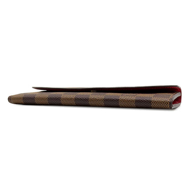 ルイヴィトン LOUIS VUITTON ポルトフォイユ エミリー N63544 ルージュ ダミエキャンバス 長財布 ゴールド金具 茶 赤 二つ折り