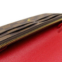 ルイヴィトン LOUIS VUITTON ポルトフォイユ エミリー N63544 ルージュ ダミエキャンバス 長財布 ゴールド金具 茶 赤 二つ折り
