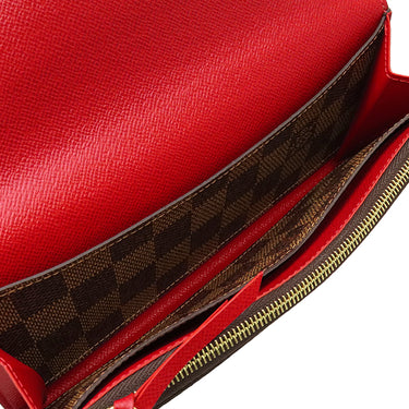 ルイヴィトン LOUIS VUITTON ポルトフォイユ エミリー N63544 ルージュ ダミエキャンバス 長財布 ゴールド金具 茶 赤 二つ折り