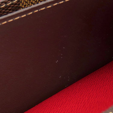 ルイヴィトン LOUIS VUITTON ポルトフォイユ エミリー N63544 ルージュ ダミエキャンバス 長財布 ゴールド金具 茶 赤 二つ折り