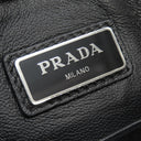 プラダ PRADA クジラプリント サフィアーノ ブラック レザー 2WAYバッグ シルバー金具 クラッチ ショルダー 黒 トライアングルロゴ くじら