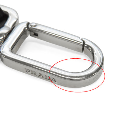 プラダ PRADA クジラプリント サフィアーノ ブラック レザー 2WAYバッグ シルバー金具 クラッチ ショルダー 黒 トライアングルロゴ くじら