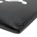 プラダ PRADA クジラプリント サフィアーノ ブラック レザー 2WAYバッグ シルバー金具 クラッチ ショルダー 黒 トライアングルロゴ くじら