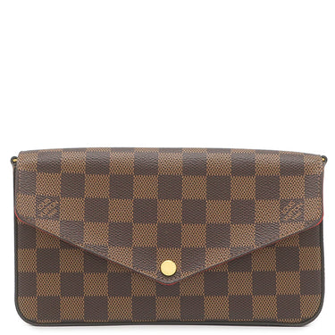 ルイヴィトン LOUIS VUITTON ポシェット フェリシー N63032 ダミエエベヌ ダミエキャンバス チェーンウォレット ゴールド金具 茶 赤 ショルダーバッグ