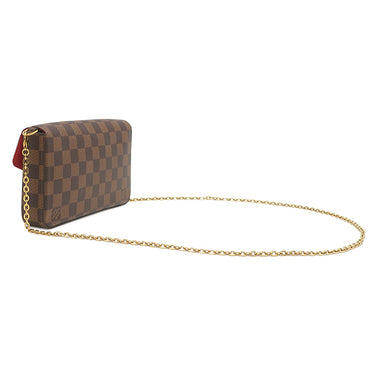 ルイヴィトン LOUIS VUITTON ポシェット フェリシー N63032 ダミエエベヌ ダミエキャンバス チェーンウォレット ゴールド金具 茶 赤 ショルダーバッグ