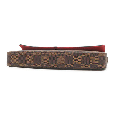 ルイヴィトン LOUIS VUITTON ポシェット フェリシー N63032 ダミエエベヌ ダミエキャンバス チェーンウォレット ゴールド金具 茶 赤 ショルダーバッグ