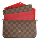 ルイヴィトン LOUIS VUITTON ポシェット フェリシー N63032 ダミエエベヌ ダミエキャンバス チェーンウォレット ゴールド金具 茶 赤 ショルダーバッグ