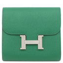 エルメス HERMES コンスタンス コンパクト ヴェールヴェルティゴ ヴォーエプソン 二つ折り財布 シルバー金具 緑 コンパクトウォレット