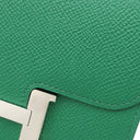 エルメス HERMES コンスタンス コンパクト ヴェールヴェルティゴ ヴォーエプソン 二つ折り財布 シルバー金具 緑 コンパクトウォレット