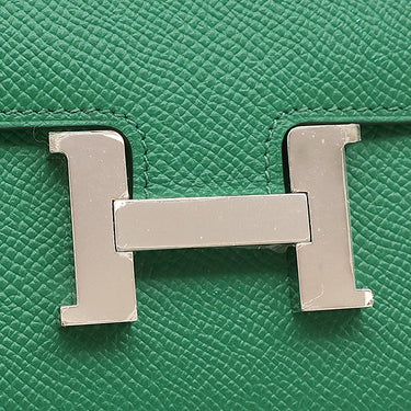 エルメス HERMES コンスタンス コンパクト ヴェールヴェルティゴ ヴォーエプソン 二つ折り財布 シルバー金具 緑 コンパクトウォレット