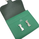 エルメス HERMES コンスタンス コンパクト ヴェールヴェルティゴ ヴォーエプソン 二つ折り財布 シルバー金具 緑 コンパクトウォレット