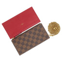 ルイヴィトン LOUIS VUITTON ポシェット フェリシー N40492 ダミエエベヌ ダミエキャンバス チェーンウォレット ゴールド金具 チェーンショルダー ポーチ 茶 赤