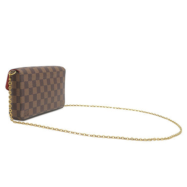 ルイヴィトン LOUIS VUITTON ポシェット フェリシー N40492 ダミエエベヌ ダミエキャンバス チェーンウォレット ゴールド金具 チェーンショルダー ポーチ 茶 赤