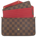 ルイヴィトン LOUIS VUITTON ポシェット フェリシー N40492 ダミエエベヌ ダミエキャンバス チェーンウォレット ゴールド金具 チェーンショルダー ポーチ 茶 赤