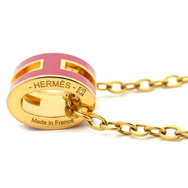 エルメス HERMES ポップアッシュ ミニ ペンダント ピンク×ゴールド GP ラッカー ネックレス ピンク Hモチーフ