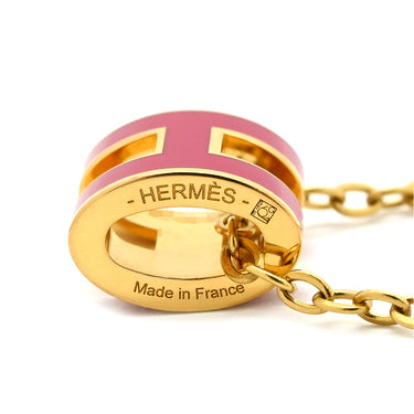 エルメス HERMES ポップアッシュ ミニ ペンダント ピンク×ゴールド GP ラッカー ネックレス ピンク Hモチーフ