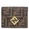 フェンディ FENDI FF ダイヤモンド財布 8M0480ADYMF13VK ブラウン レザー メタル 三つ折り財布 ゴールド金具 茶 ズッカ柄 コンパクトウォレット
