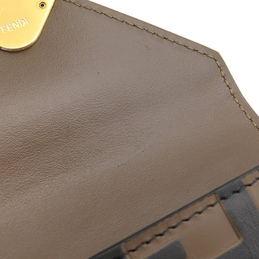 フェンディ FENDI FF ダイヤモンド財布 8M0480ADYMF13VK ブラウン レザー メタル 三つ折り財布 ゴールド金具 茶 ズッカ柄 コンパクトウォレット