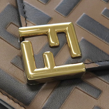 フェンディ FENDI FF ダイヤモンド財布 8M0480ADYMF13VK ブラウン レザー メタル 三つ折り財布 ゴールド金具 茶 ズッカ柄 コンパクトウォレット