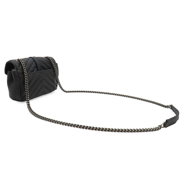 サンローラン SAINT LAURENT チェーンショルダー ブラック レザー ショルダーバッグ シルバー金具 モノグラム カサンドラ 黒 肩掛け