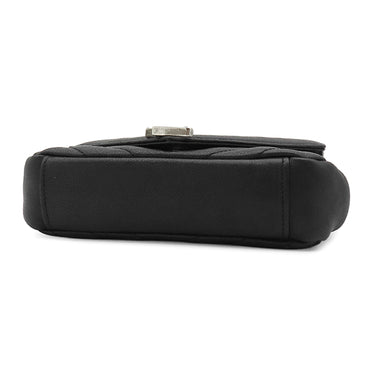 サンローラン SAINT LAURENT チェーンショルダー ブラック レザー ショルダーバッグ シルバー金具 モノグラム カサンドラ 黒 肩掛け