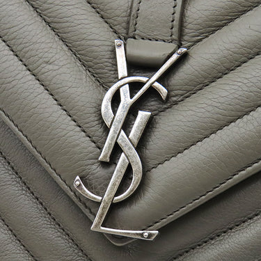サンローラン SAINT LAURENT カレッジ ミディアム 428056 グレー レザー 2WAYバッグ シルバー金具 ハンドバッグ ショルダー