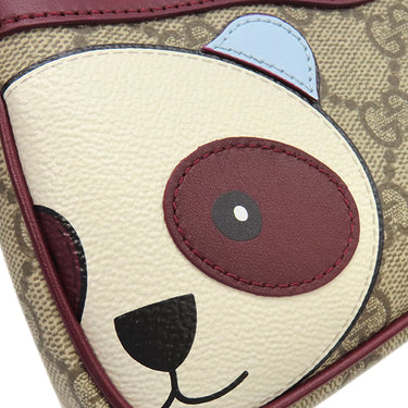 グッチ GUCCI GGスプリーム チェーン ミニバッグ パンダ 818763 ベージュ×ボルドー GGスプリームキャンバス レザー ハンドバッグ ゴールド金具 GGロゴ