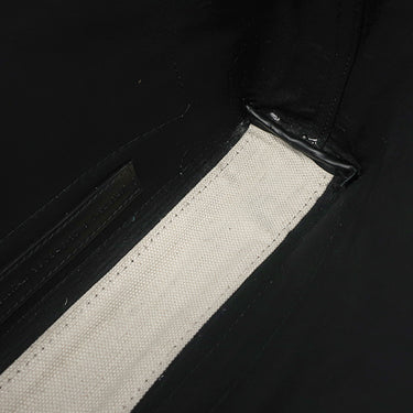 バレンシアガ BALENCIAGA ネイビーカバス XS 390346 ナチュラル×ブラック コットンキャンバス レザー 2WAYバッグ シルバー金具 白 黒