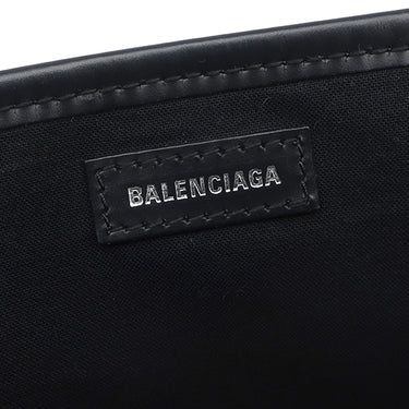 バレンシアガ BALENCIAGA ネイビーカバス XS 390346 ナチュラル×ブラック コットンキャンバス レザー 2WAYバッグ シルバー金具 白 黒