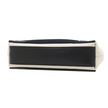 バレンシアガ BALENCIAGA ネイビーカバス XS 390346 ナチュラル×ブラック コットンキャンバス レザー 2WAYバッグ シルバー金具 白 黒