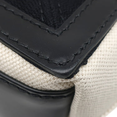 バレンシアガ BALENCIAGA ネイビーカバス XS 390346 ナチュラル×ブラック コットンキャンバス レザー 2WAYバッグ シルバー金具 白 黒