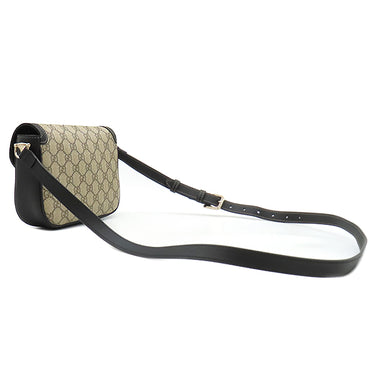 グッチ Gucci ホースビット 1955 スモール 81520 ベージュ×ブラック GGスプリームキャンバス レザー ショルダーバッグ シャンパンゴールド金具 黒