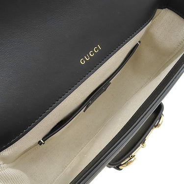 グッチ Gucci ホースビット 1955 スモール 81520 ベージュ×ブラック GGスプリームキャンバス レザー ショルダーバッグ シャンパンゴールド金具 黒