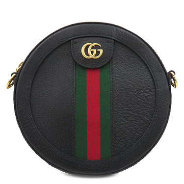 グッチ GUCCI オフィディア GG ミニ ラウンド ショルダー 550618 ブラック レザー ショルダーバッグ ゴールド金具 黒 緑 赤 チェーンショルダー