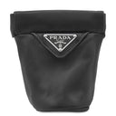 プラダ PRADA ミニ ネックレスポーチ 1NR002 ブラック ラムスキン ナッパレザー ポーチ シルバー金具 三角ロゴ