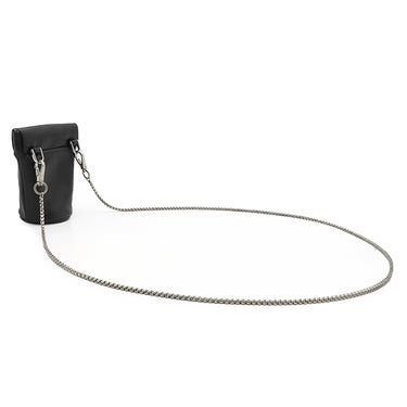 プラダ PRADA ミニ ネックレスポーチ 1NR002 ブラック ラムスキン ナッパレザー ポーチ シルバー金具 三角ロゴ