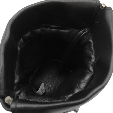 プラダ PRADA ミニ ネックレスポーチ 1NR002 ブラック ラムスキン ナッパレザー ポーチ シルバー金具 三角ロゴ