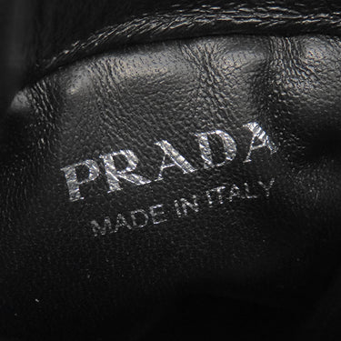 プラダ PRADA ミニ ネックレスポーチ 1NR002 ブラック ラムスキン ナッパレザー ポーチ シルバー金具 三角ロゴ
