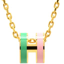 エルメス HERMES ポップアッシュ ミニ ペンダント ロカバール マラバル GP ラッカー ネックレス ゴールド金具 緑 ピンク H 新品 未使用