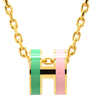 エルメス HERMES ポップアッシュ ミニ ペンダント ロカバール マラバル GP ラッカー ネックレス ゴールド金具 緑 ピンク H 新品 未使用