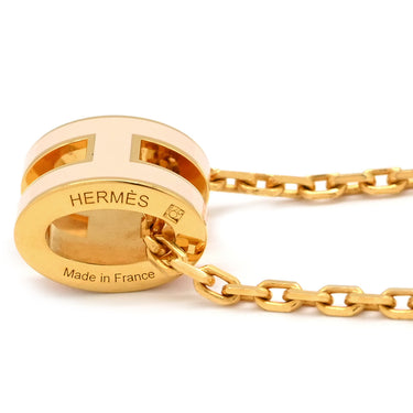 エルメス HERMES ポップアッシュ ミニ ペンダント ロージュドラジェ×ゴールド GP ラッカー ネックレス ピンク Hモチーフ 新品 未使用