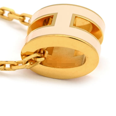 エルメス HERMES ポップアッシュ ミニ ペンダント ロージュドラジェ×ゴールド GP ラッカー ネックレス ピンク Hモチーフ 新品 未使用