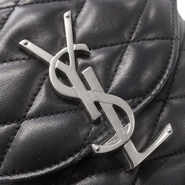 サンローラン SAINT LAURENT ジューン ボックス 710298 ブラック ラムスキン ショルダーバッグ マットシルバー金具 YSLロゴ