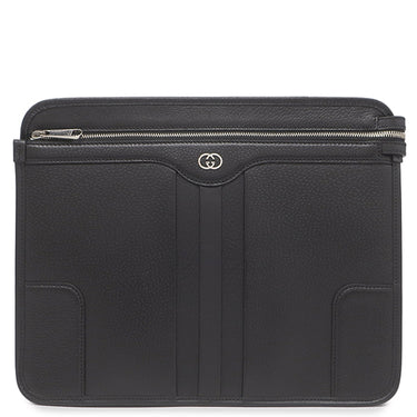 グッチ GUCCI インターロッキングG メッセンジャーバッグ 735111 ブラック レザー 2WAYバッグ シルバー金具 ブリーフケース ショルダー セカンドバッグ