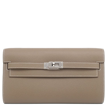 エルメス HERMES ケリーウォレット ロング トゥーゴー エトゥープ ヴォーエプソン 長財布 シルバー金具 茶 ショルダー 2025年製