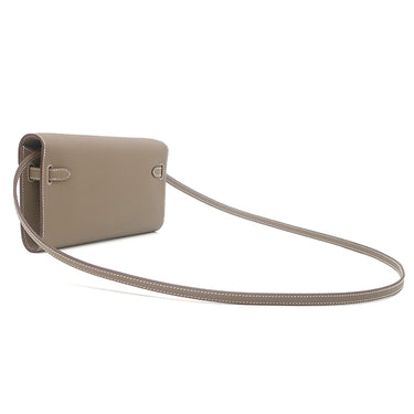 エルメス HERMES ケリーウォレット ロング トゥーゴー エトゥープ ヴォーエプソン 長財布 シルバー金具 茶 ショルダー 2025年製