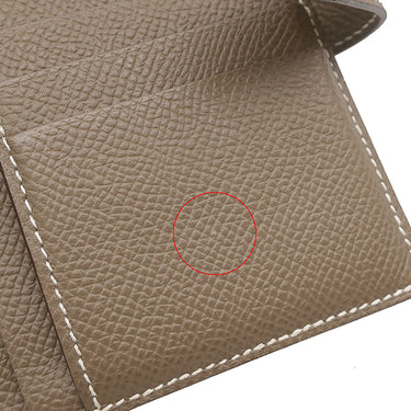 エルメス HERMES ベアンコンパクト エトゥープ ヴォーエプソン 二つ折り財布 シルバー金具 グレージュ 二つ折り