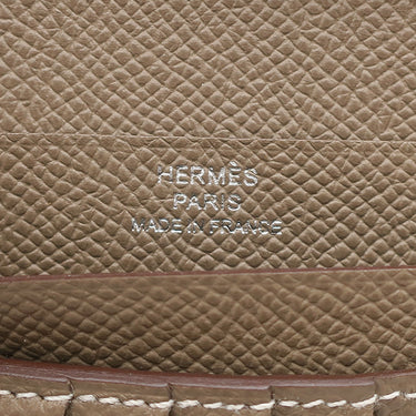 エルメス HERMES ベアンコンパクト エトゥープ ヴォーエプソン 二つ折り財布 シルバー金具 グレージュ 二つ折り