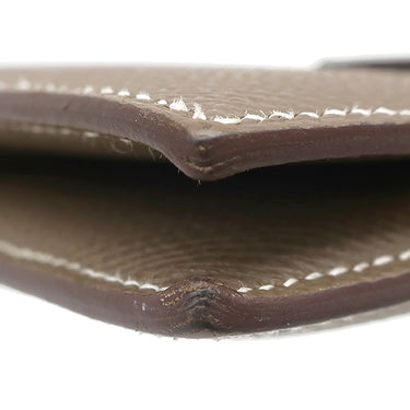 エルメス HERMES ベアンコンパクト エトゥープ ヴォーエプソン 二つ折り財布 シルバー金具 グレージュ 二つ折り